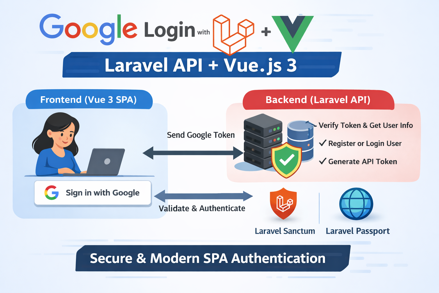Google login/registration in a Laravel API backend with Vue 3 frontend