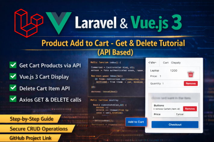 Laravel & Vue.js 3 Product Add to Cart – Get & Delete Tutorial API Based