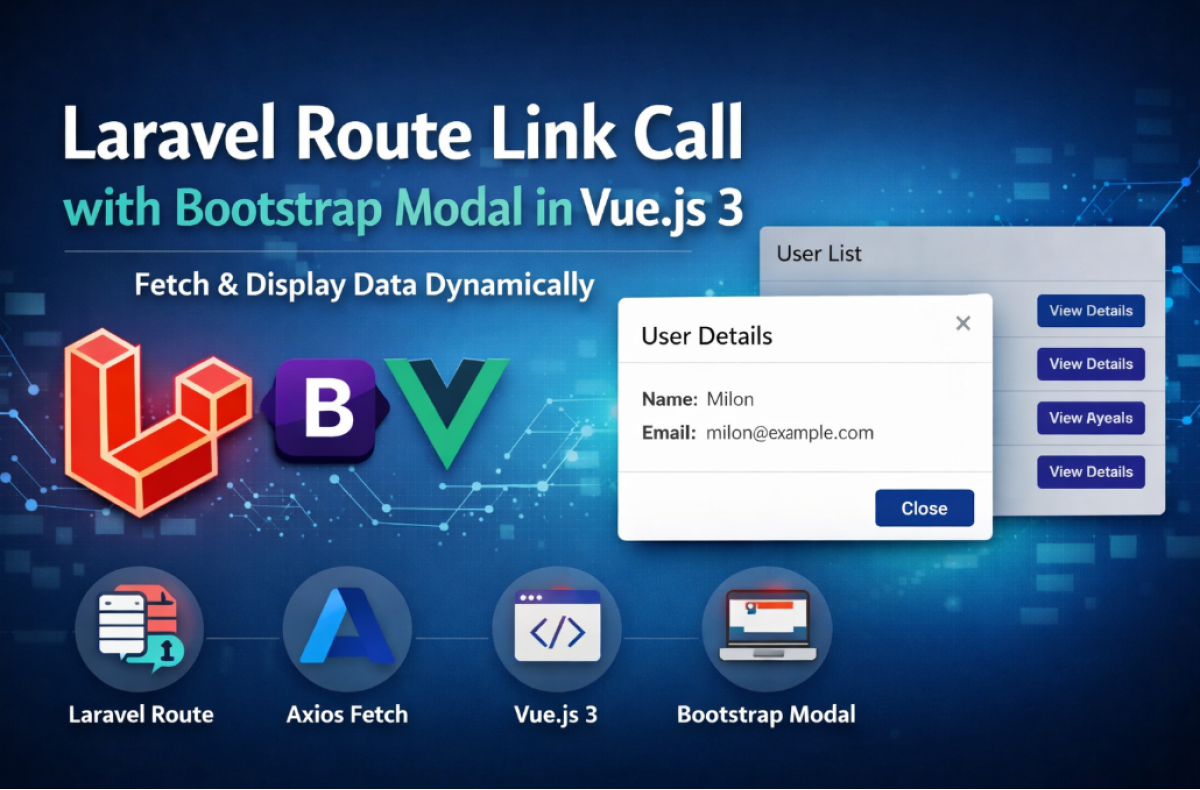 Laravel Route Link Call with Bootstrap Modal in Vue.js 3 – Step-by-Step Guide