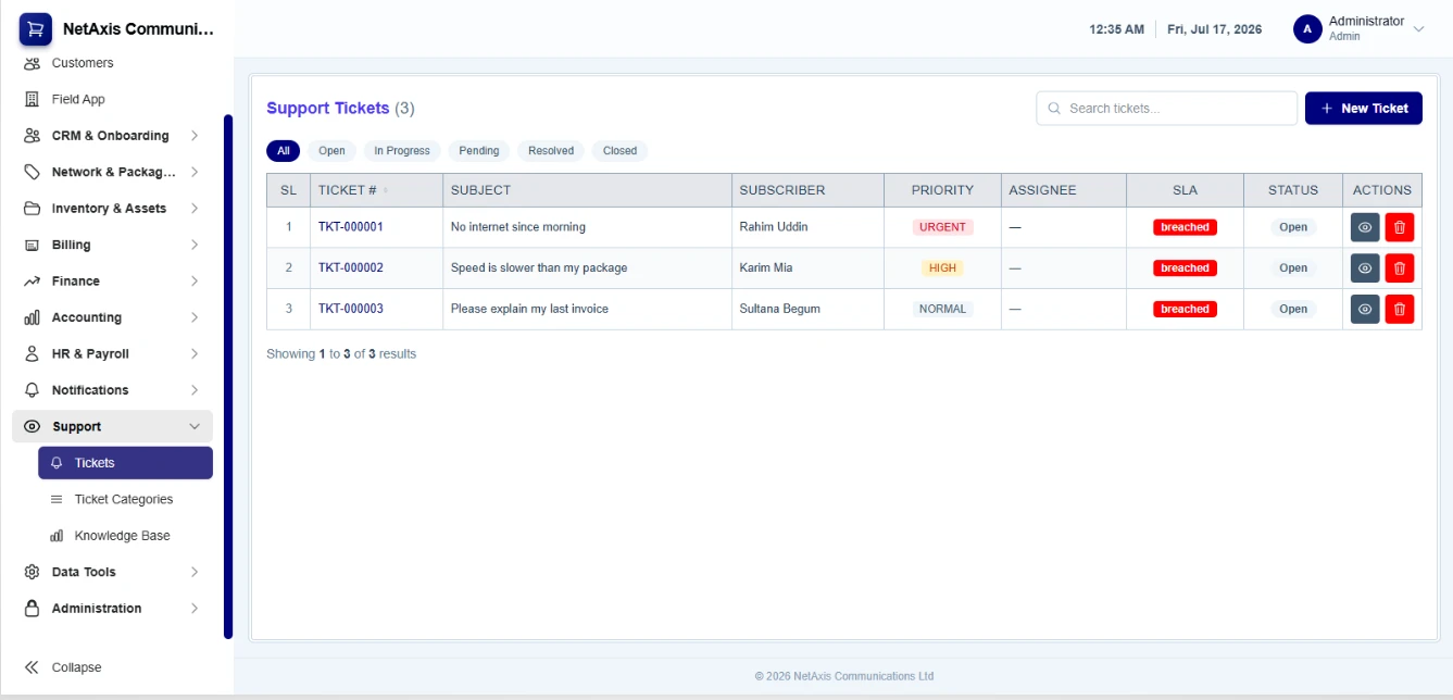 ISP ERP & Broadband Management